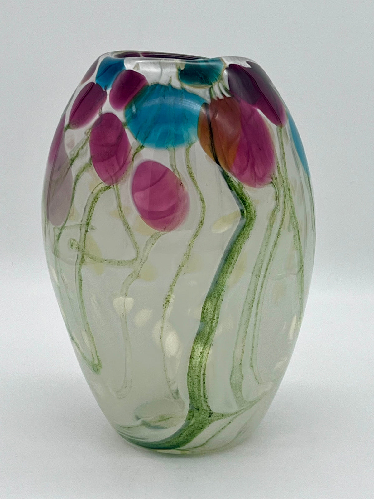 Mouth Blown Springtime Glass Vase