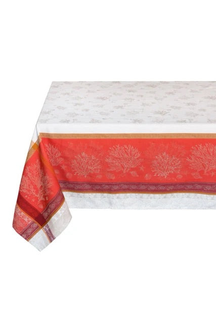 Jacquard Woven Tablecloth - Ocean Coral