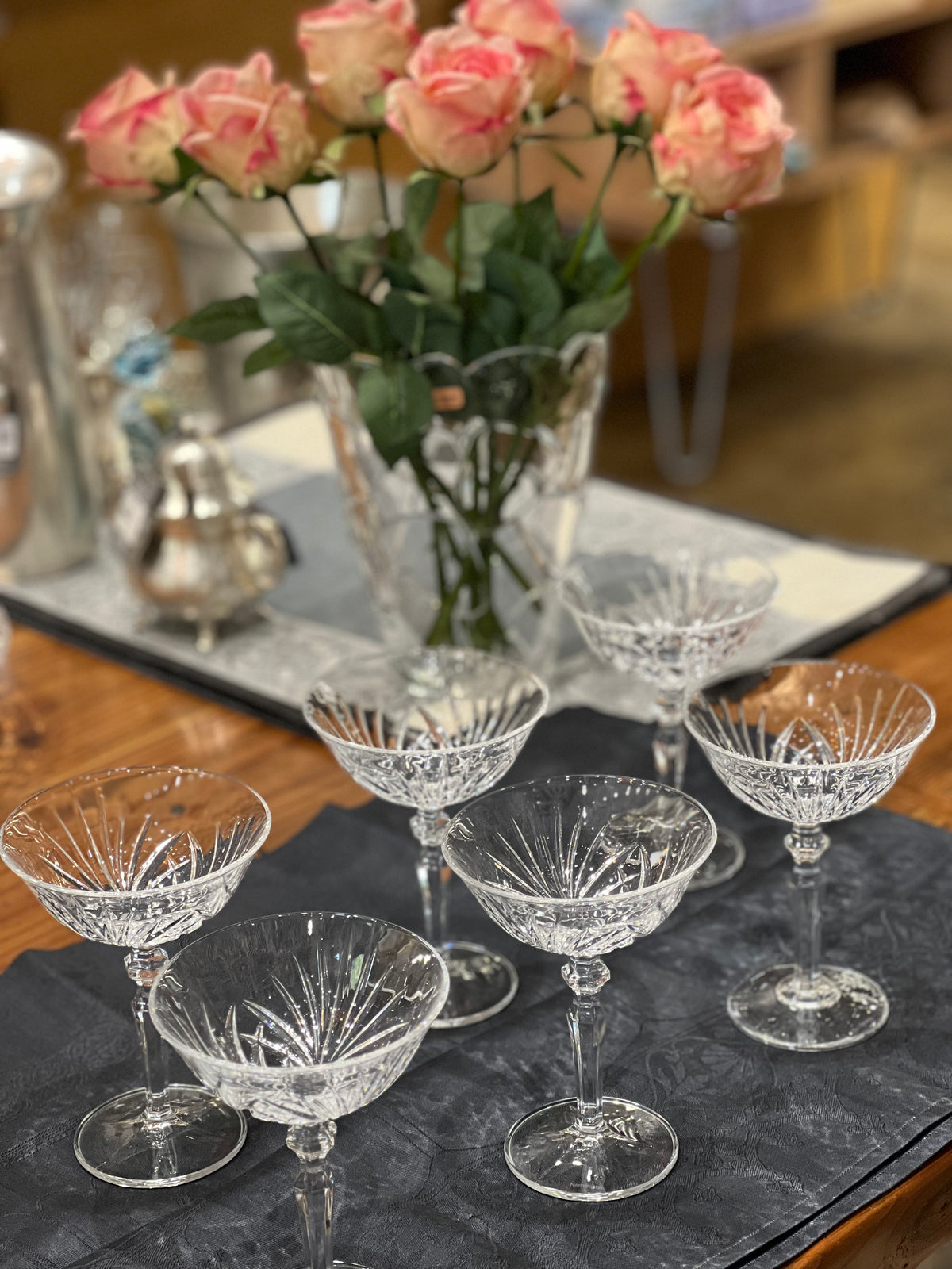 Nachtmann Palais Set of 6 Champagne Cut Crystal Coupes