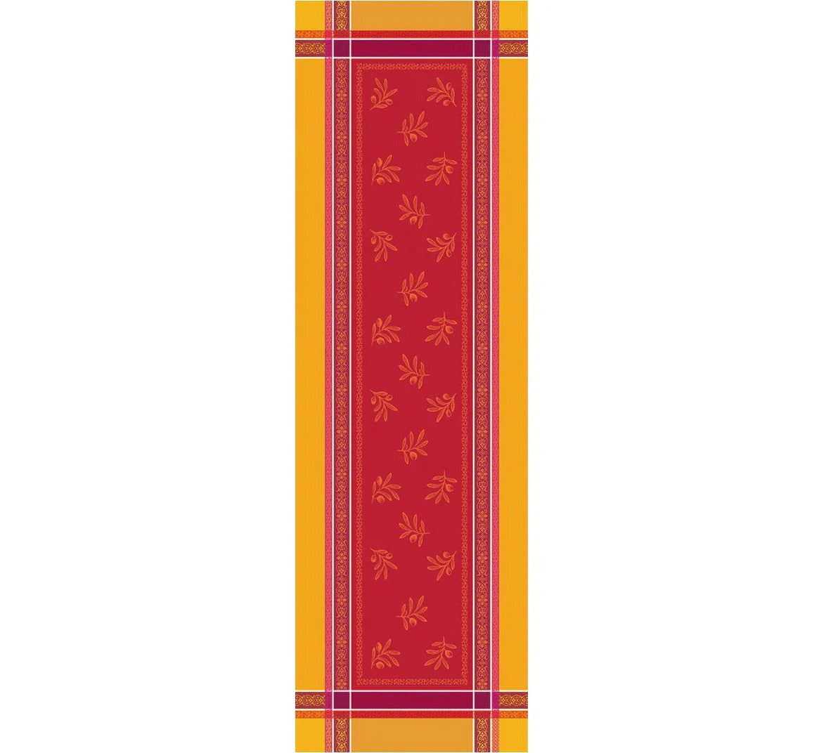 Jacquard Woven Table Runner -  Olivia Jaune Rouge