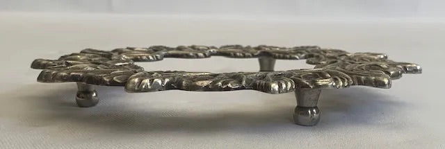 Silver Platted Trivet in Rose Pattern