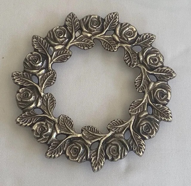 Silver Platted Trivet in Rose Pattern