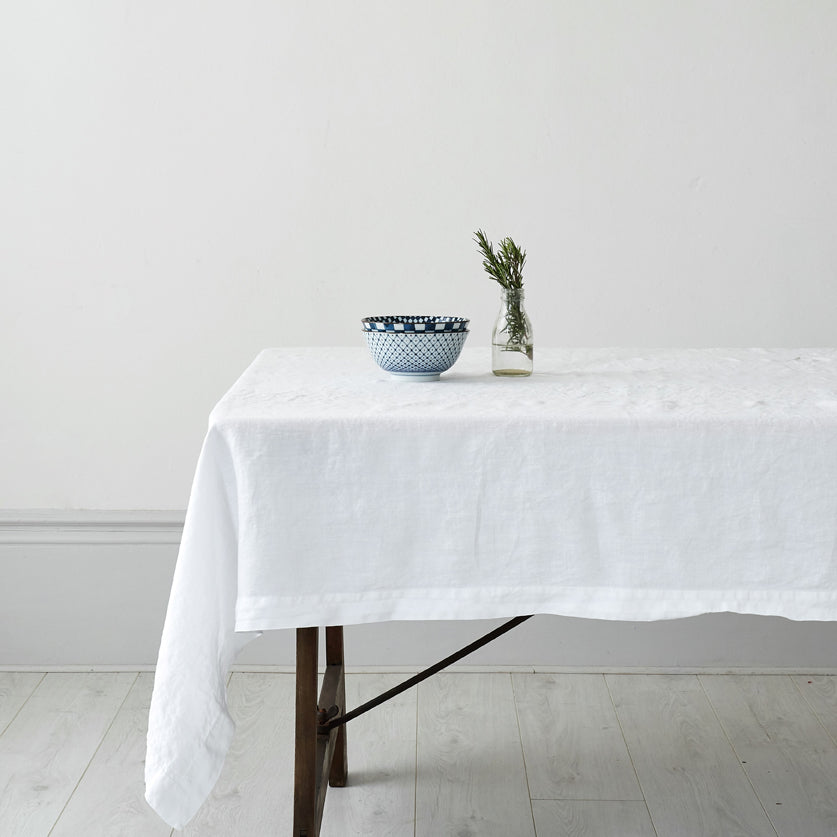 100% White Linen Table Cloth 170cm x 350cm