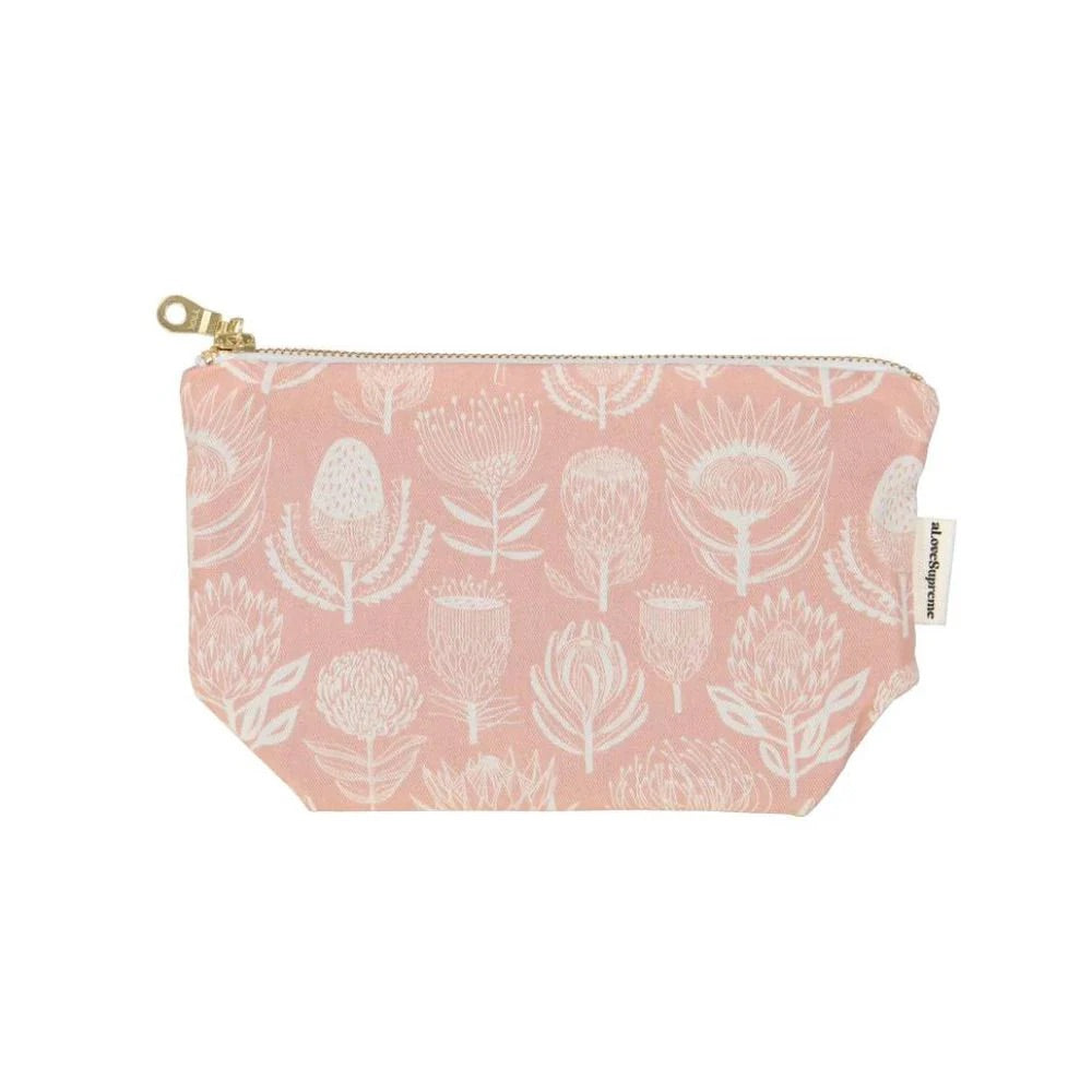 Protea White on Pink Toiletry Bag