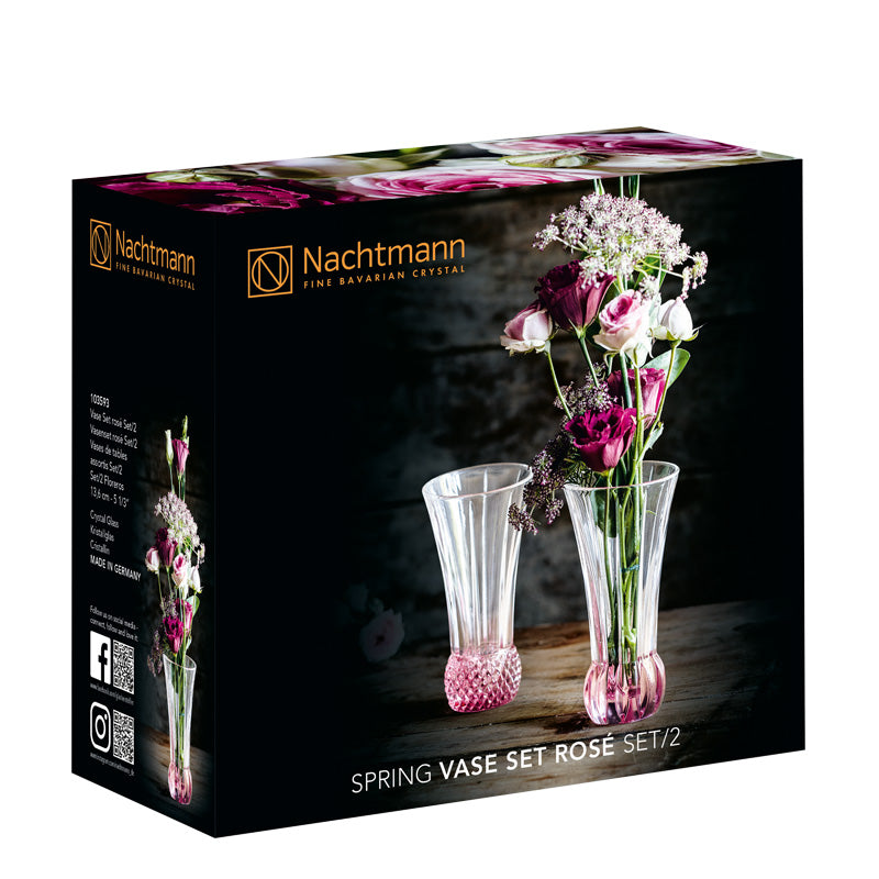 Nachtmann Spring Table Vases with Rose base Set of 2 - Mixed