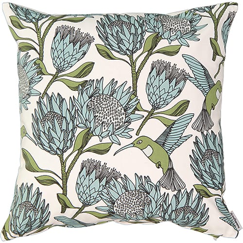 Cushion Cover - Protea Blue on White