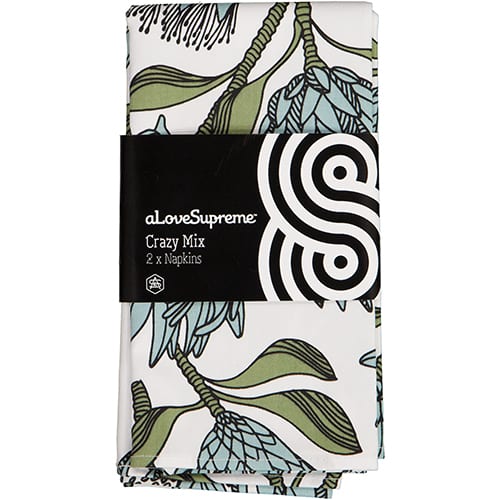 Fabric Napkins Protea Blue on White  - Set of 2