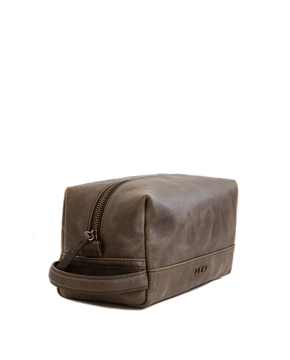Golf Leather Toiletry Bag - Waxy Brown