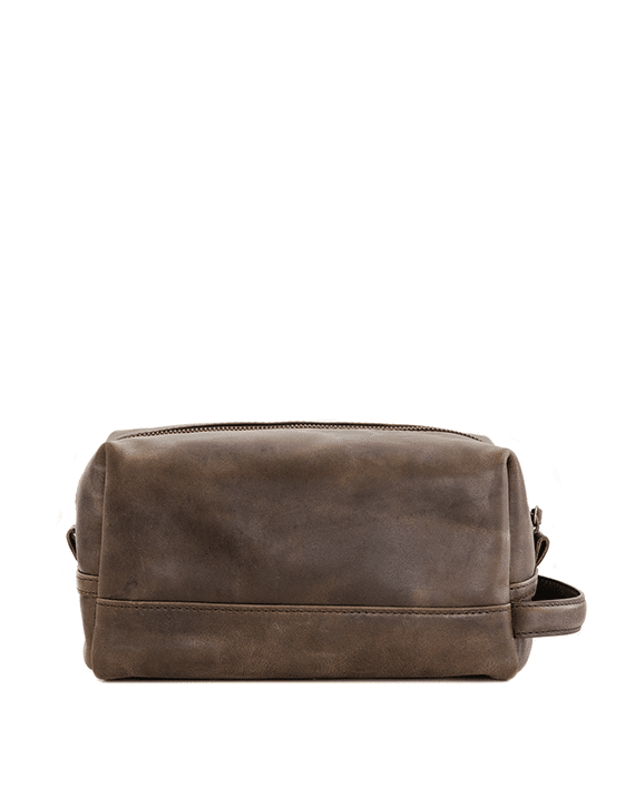 Golf Leather Toiletry Bag - Waxy Brown