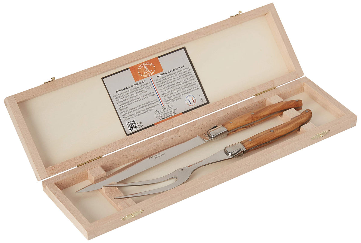 Laguiole Hand Made Olive Wood Carving Set