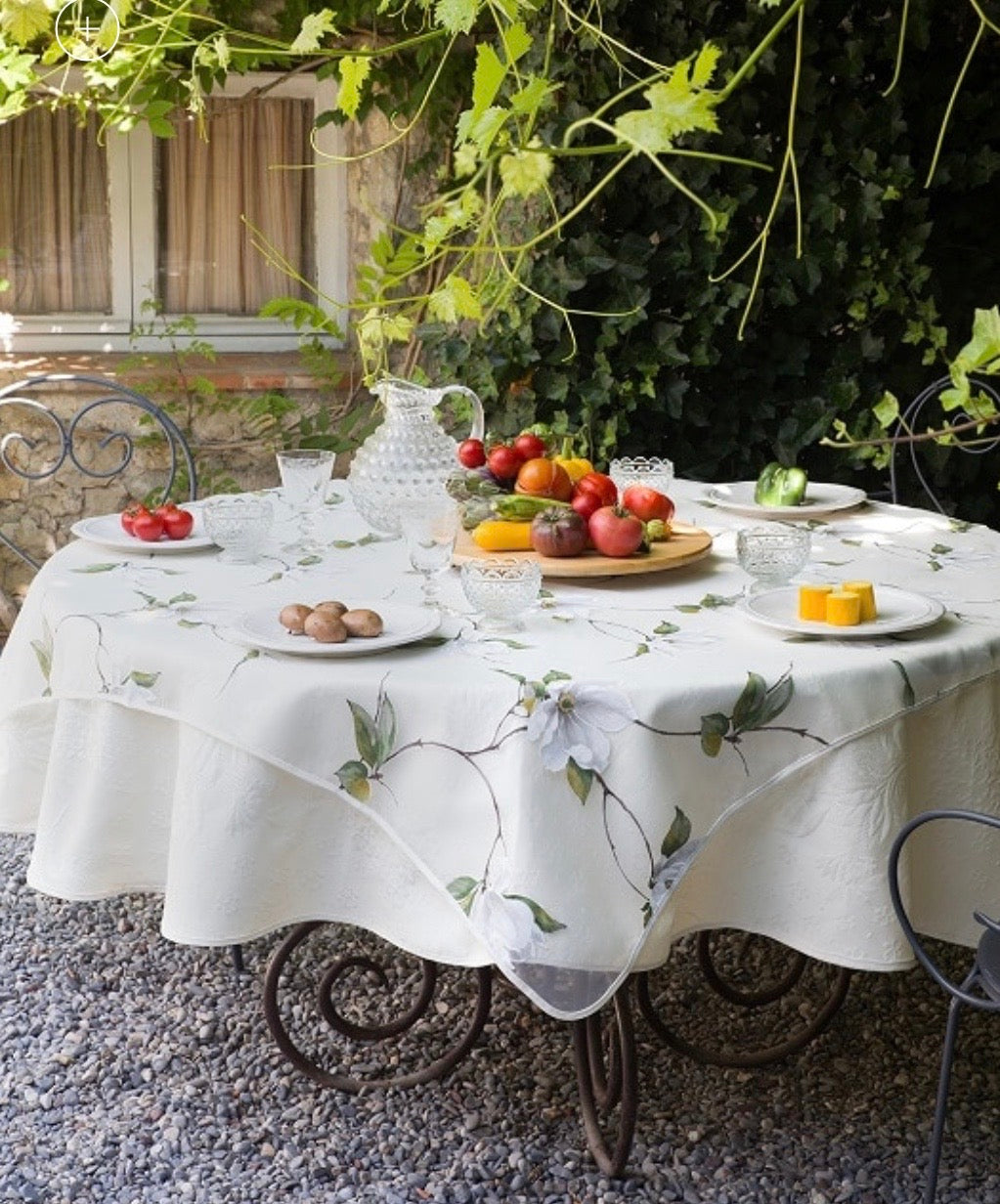 Tablecloth -Organza Magnolia Flowers