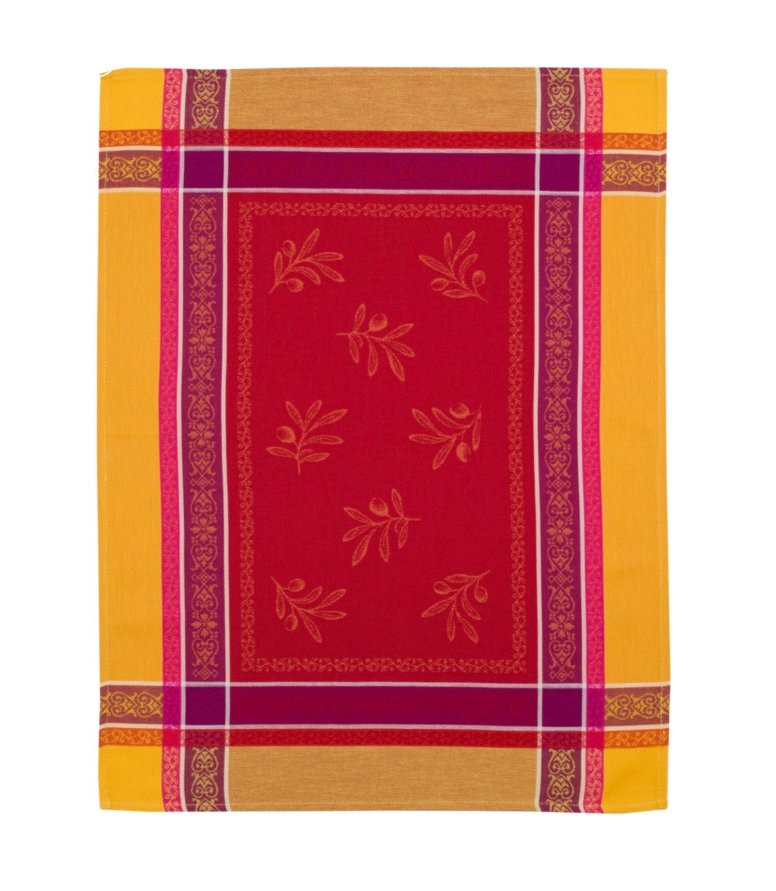 Jacquard Woven Tea Towel - Olivia Jaune Rouge