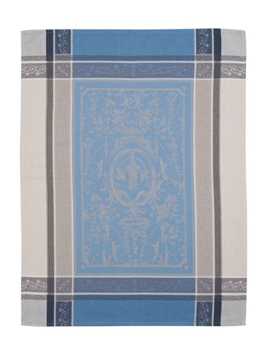 Jacquard Woven Tea Towel - Versaille Ecru Bleu